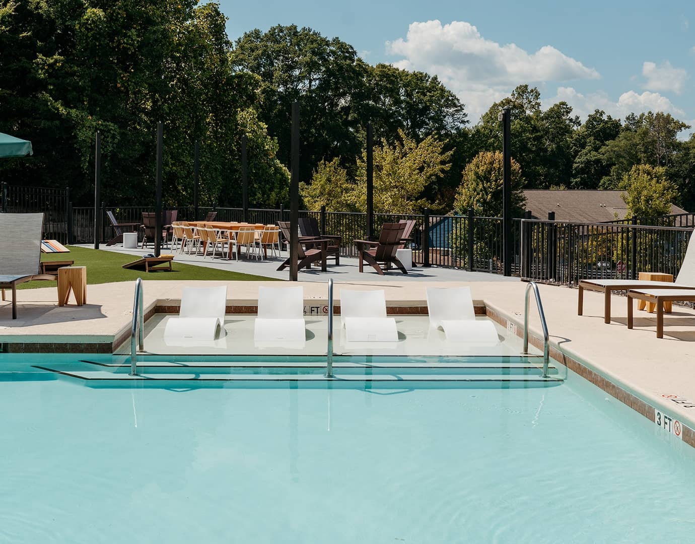 A resort-style swimming pool